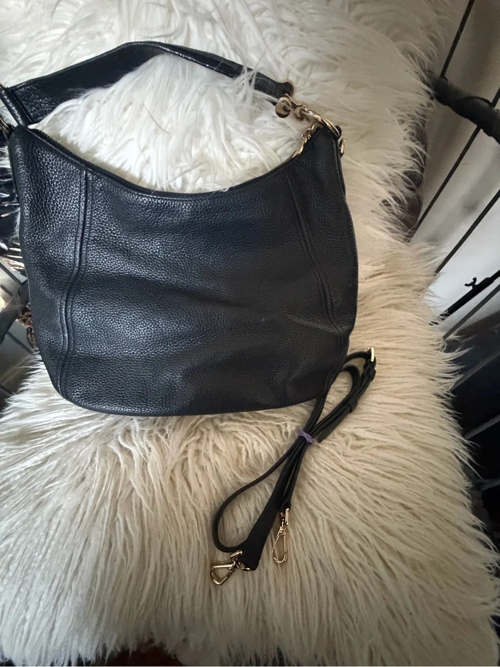 Michael Kors, Black Leather Hobo Shoulder Bag - Classic Women’s Handbag